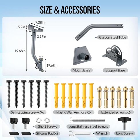 Starlink Gen 3 Mount, Adjustable Heavy Duty Wall, Roof Pole Mount Kit with Aluminum Pipe Adapter, Weatherproof Rustproof for Concrete, Wood, Brick Walls, Easy Installation for Gen 3 Starlink in Saudi Arabia