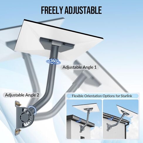 Starlink Gen 3 Mount, Adjustable Heavy Duty Wall, Roof Pole Mount Kit with Aluminum Pipe Adapter, Weatherproof Rustproof for Concrete, Wood, Brick Walls, Easy Installation for Gen 3 Starlink in Saudi Arabia