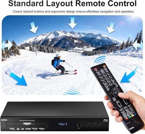 مشغل بلو راي 4K UHD لجهاز عرض التلفزيون يدعم المنطقة A أقراص Blu Ray 3D 4K جميع المناطق، أقراص DVD مخرج HDMI مزدوج HDR10 Dolby Vision Dolby Atmos 4K Ultra HD Blu ray DVD Player BT.2020 Color Gamut in Kuwait