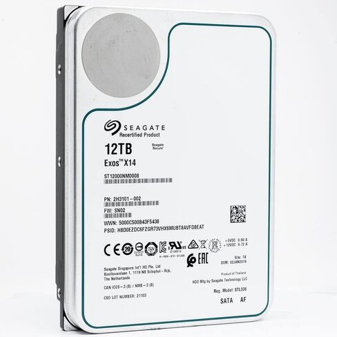 Seagate 12TB HDD Exos X14 SATA 6Gb/s 512e 7200RPM 3.5" Enterprise Hard Drive (Renewed) in Saudi Arabia