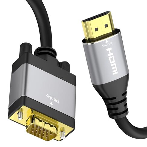 كابل HDMI إلى VGA بطول 6 أقدام، سلك محول مع مزلاج آمن ورقاقة IC - قم بتوصيل وتشغيل كابل محول HDMI إلى VGA للشاشة، وجهاز العرض، والكمبيوتر الشخصي، والكمبيوتر المحمول، وسطح المكتب، وXbox، وPS3، و1080P 60 هرتز in Kuwait