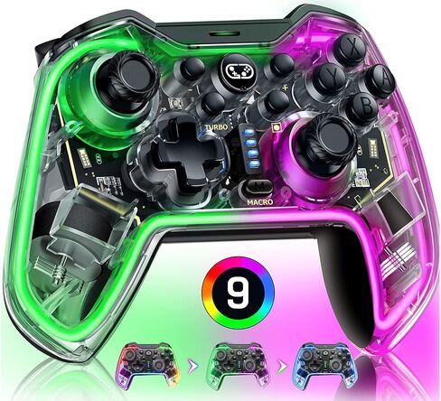 وحدة تحكم LIFUFUTEE Switch 2 لجهاز Nintendo Switch 2/1/OLED وiPhone وAndroid، وحدة تحكم ألعاب محمولة لاسلكية RGB مع عصا تحكم بتأثير Hall بدون انجراف، قابلة للبرمجة ماكرو وتوربو، تعمل مع Xbox Cloud وSteam Link in Kuwait