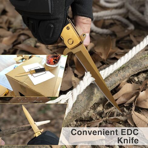 سكين جيب GVDV قابل للطي بمقبض G10، سكين EDC من الفولاذ المقاوم للصدأ 7Cr17 مع قفل بطانة أمان، سكين صيد للتخييم للرجال والنساء، ذهبي in Kuwait