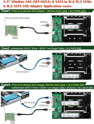 كابلات Micro SATA | Slimline SAS وSATA مقاس 3.5 بوصة إلى M.2/M.3 NVMe SSD Caddy in Saudi Arabia