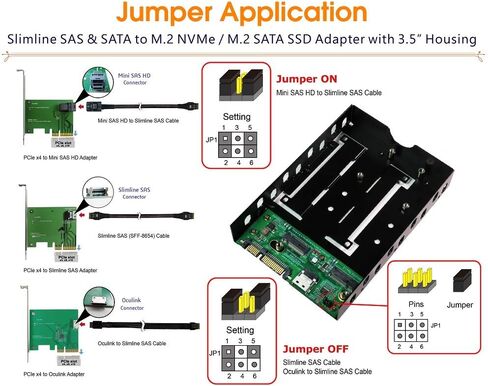 كابلات Micro SATA | Slimline SAS وSATA مقاس 3.5 بوصة إلى M.2/M.3 NVMe SSD Caddy in Saudi Arabia