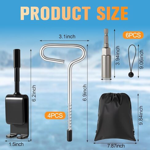 طقم محول مثقاب مرساة الجليد، 13 قطعة أداة مرساة لصيد الأسماك على الجليد لخيمة المأوى، مع أكمام مخففة، وكرات حبل بنجي وحقيبة حمل لسهولة الإعداد in Kuwait