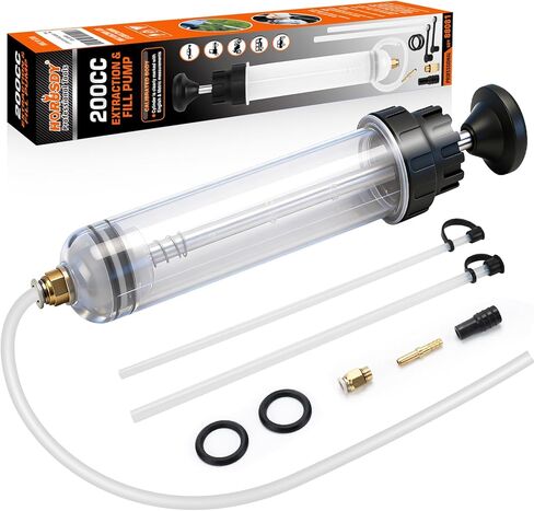 Horusdy 200cc extractor exractor pump مضخة زيت حقنة السوائل ، إخلاء السوائل مع خراطيم مرنة 23 بوصة ، 12 "خراطيم دقيقة وخشنة ، للسيارات ، دراجة نارية ، صيانة البحرية والمعدات (9pcs) in Kuwait