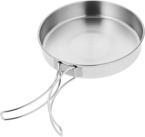 مقلاة صغيرة للتخييم، مقلاة بيض للطهي في الهواء الطلق من الفولاذ المقاوم للصدأ مقاس 5.8 بوصة مع مقبض قابل للطي، مقلاة شريحة لحم صغيرة خفيفة الوزن غير لاصقة للتنزه سيرًا على الأقدام ووعاء الظهر in Kuwait