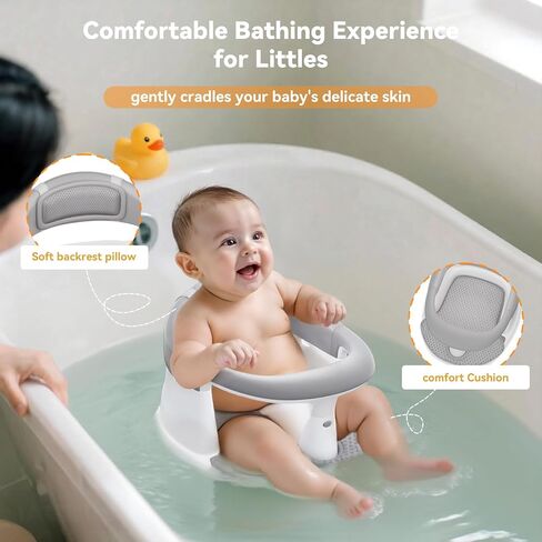 Baby Bath Seat for Babies 6 Months & Up - 360° Protection Bath Seats for Babies Sitting Up | Baby Bath Chair with Temperature Alert & Cushion | Toddler Bath Seat Newborn Infants Baby Bathtub Seat in Saudi Arabia