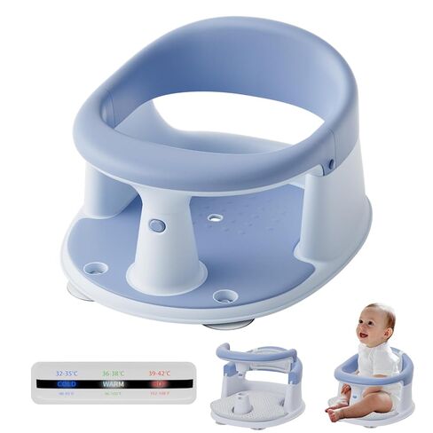 Baby Bath Seat for Babies 6 Months & Up - 360° Protection Bath Seats for Babies Sitting Up | Baby Bath Chair with Temperature Alert & Cushion | Toddler Bath Seat Newborn Infants Baby Bathtub Seat in Saudi Arabia