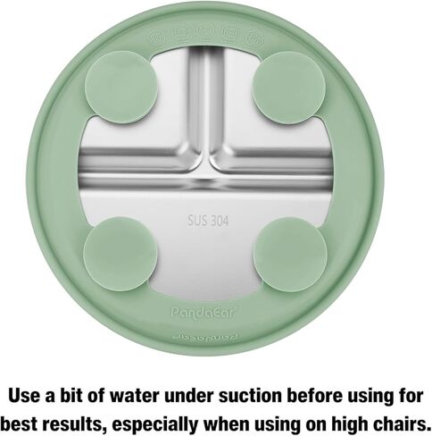 PandaEar 2 Pack Stainless Steel Baby Suction Plates & 2 Pack Spoons, Toddler Utensils Baby Feeding Set, Divided Plates for Baby Led Weaning Supplies, BPA-Free (Blue/Green) in Saudi Arabia
