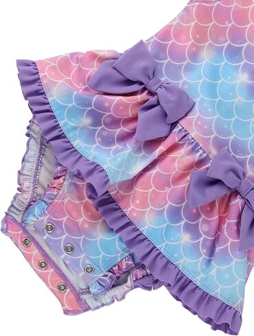 بدلة سباحة RuffleButts للفتيات الصغيرات بعامل حماية من الأشعة فوق البنفسجية 50+ بأكمام طويلة قطعة واحدة مع فيونكة بيبلوم للحماية من الطفح الجلدي in Saudi Arabia