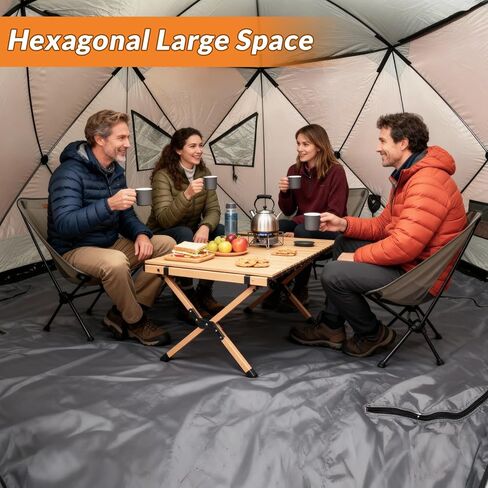 QualyQualy 6-Sided Tent Footprint for 6-7 Person, 74 Sq.Ft Waterproof Groundsheet for Ice Fishing & Large Camping Tents, High-Density 210D Oxford Mat with Storage Bag in Saudi Arabia