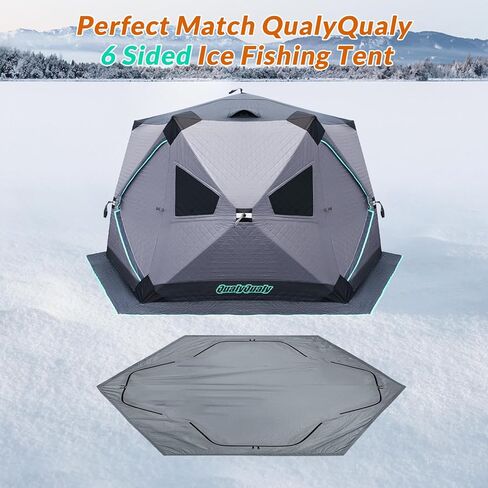 QualyQualy 6-Sided Tent Footprint for 6-7 Person, 74 Sq.Ft Waterproof Groundsheet for Ice Fishing & Large Camping Tents, High-Density 210D Oxford Mat with Storage Bag in Saudi Arabia