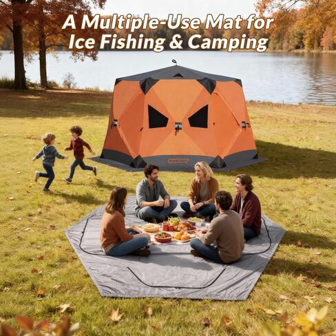 QualyQualy 6-Sided Tent Footprint for 6-7 Person, 74 Sq.Ft Waterproof Groundsheet for Ice Fishing & Large Camping Tents, High-Density 210D Oxford Mat with Storage Bag in Saudi Arabia