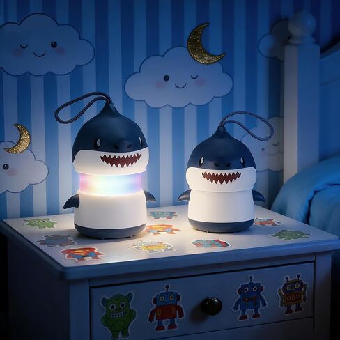 WORKPRO 2-Pack Kids Camping Lanterns with RGB Lights, Battery Powered with Lanyard, Fun Night Light Gifts for Kids - Shark Design in Saudi Arabia