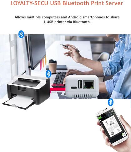Blue~Tooth USB Print Server - Wireless Printer Sharing for Windows & Android - Supports LAN and Blue~Tooth Printing,Turns Old USB Printer into Blue~Tooth Printer. in Saudi Arabia