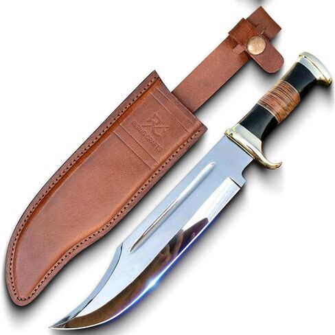 14" Crocodile Dundee Bowie Knife with Sheath-Hunting Knife with Sheath-Mirror Polished Survival Tactical Knife for Camping, Outdoor, Bushcraft- Knives for Men in Saudi Arabia