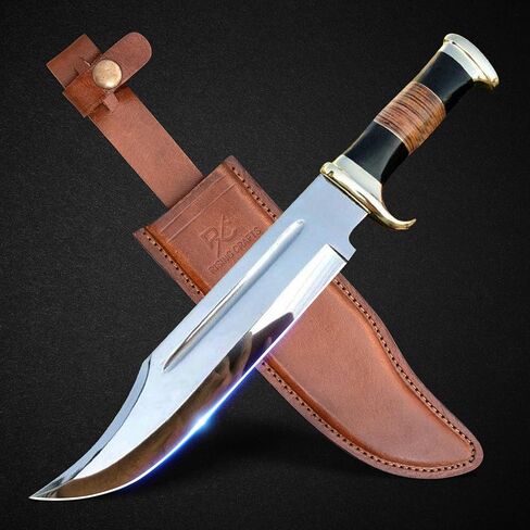 14" Crocodile Dundee Bowie Knife with Sheath-Hunting Knife with Sheath-Mirror Polished Survival Tactical Knife for Camping, Outdoor, Bushcraft- Knives for Men in Saudi Arabia