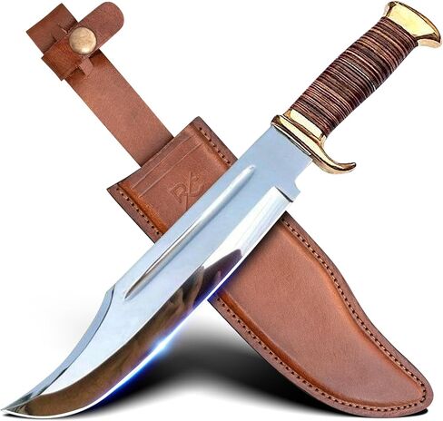 14" Crocodile Dundee Bowie Knife with Sheath-Hunting Knife with Sheath-Mirror Polished Survival Tactical Knife for Camping, Outdoor, Bushcraft- Knives for Men in Saudi Arabia