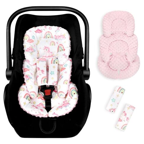 Pea Pod Infant Car Seat Insert with Strap Covers, All in One Reversible Baby Car Seat Head Support for Newborn, 3D Soft Minky Carseat Cushion for Preemie to Infant, Stroller, Swing, Bouncer, Butterfly in Saudi Arabia