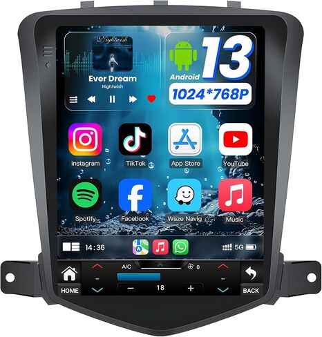 4Core + 64GB Android 13 ترقية راديو السيارة لسيارة شيفروليه تشيفي كروز 2009-2015: 10.4 بوصة 1024 * 768 HD IPS Tesla Style شاشة لمس ستيريو لاسلكي Carplay Andriod كاميرا احتياطية تلقائية GPS 5G WiFi FM in Saudi Arabia