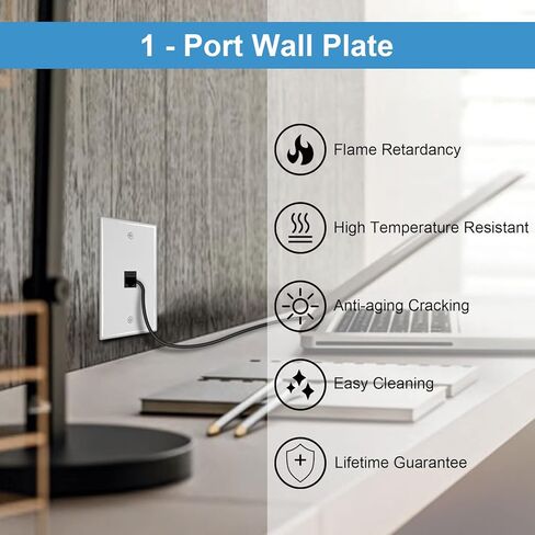 iwillink 1-Port Keystone Wall Plate 10-Pack، لوحات حائط إيثرنت منخفضة المستوى لمقبس Keystone، أبيض in Kuwait