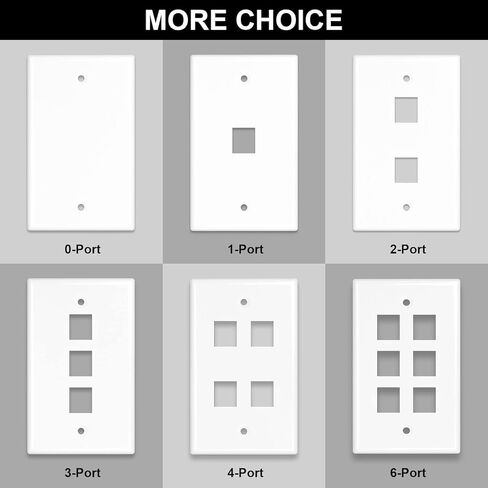 iwillink 1-Port Keystone Wall Plate 10-Pack، لوحات حائط إيثرنت منخفضة المستوى لمقبس Keystone، أبيض in Kuwait