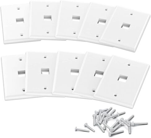 iwillink 1-Port Keystone Wall Plate 10-Pack، لوحات حائط إيثرنت منخفضة المستوى لمقبس Keystone، أبيض in Kuwait