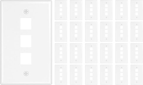 iwillink 1-Port Keystone Wall Plate 10-Pack، لوحات حائط إيثرنت منخفضة المستوى لمقبس Keystone، أبيض in Kuwait