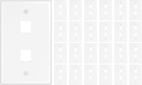 iwillink 1-Port Keystone Wall Plate 10-Pack، لوحات حائط إيثرنت منخفضة المستوى لمقبس Keystone، أبيض in Kuwait