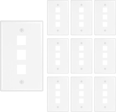 iwillink 1-Port Keystone Wall Plate 10-Pack، لوحات حائط إيثرنت منخفضة المستوى لمقبس Keystone، أبيض in Kuwait