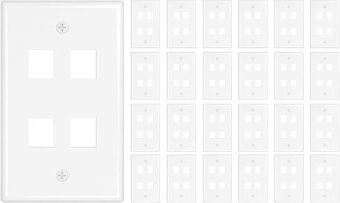 iwillink 1-Port Keystone Wall Plate 10-Pack، لوحات حائط إيثرنت منخفضة المستوى لمقبس Keystone، أبيض in Kuwait