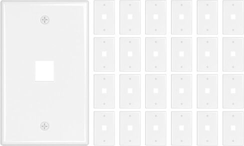 iwillink 1-Port Keystone Wall Plate 10-Pack، لوحات حائط إيثرنت منخفضة المستوى لمقبس Keystone، أبيض in Kuwait