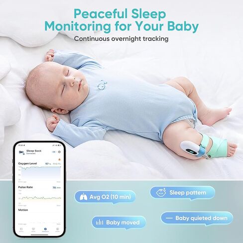 Baby Sleep Sock Monitor, Track Baby’s Movement, Baby Foot Monitor with Bluetooth and APP, Smart Baby Monitor for 0-36 Months in Saudi Arabia