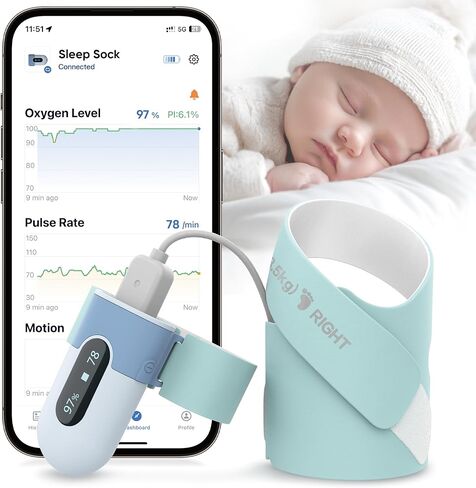 Baby Sleep Sock Monitor, Track Baby’s Movement, Baby Foot Monitor with Bluetooth and APP, Smart Baby Monitor for 0-36 Months in Saudi Arabia