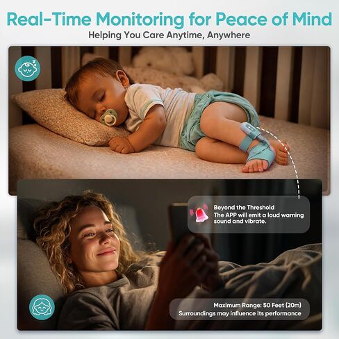 Baby Sleep Sock Monitor, Track Baby’s Movement, Baby Foot Monitor with Bluetooth and APP, Smart Baby Monitor for 0-36 Months in Saudi Arabia