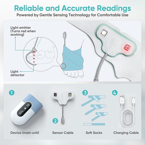 Baby Sleep Sock Monitor, Track Baby’s Movement, Baby Foot Monitor with Bluetooth and APP, Smart Baby Monitor for 0-36 Months in Saudi Arabia