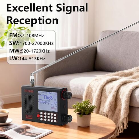 TEF6686 Portable Shortwave Radio，AM FM SW LW Ultra High Sensitivity Full Band Radios，with 2.8-inch LCD Display and DSP Receiver，Suitable for Indoor, Outdoor, Travel, Camping,Climbing in Saudi Arabia