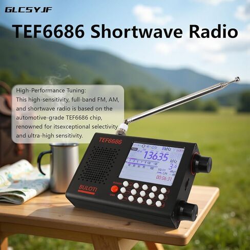 TEF6686 Portable Shortwave Radio，AM FM SW LW Ultra High Sensitivity Full Band Radios，with 2.8-inch LCD Display and DSP Receiver，Suitable for Indoor, Outdoor, Travel, Camping,Climbing in Saudi Arabia
