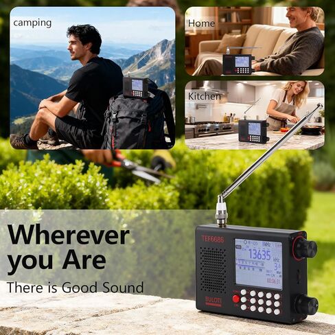 TEF6686 Portable Shortwave Radio，AM FM SW LW Ultra High Sensitivity Full Band Radios，with 2.8-inch LCD Display and DSP Receiver，Suitable for Indoor, Outdoor, Travel, Camping,Climbing in Saudi Arabia