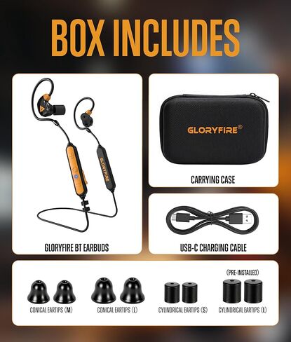 GLORYFIRE Bluetooth Shooting Ear Protection Earplugs,Shooting Ear Buds for Hearing Protection, Noise Reduction Ear Protection for Gun Range(Matte Black) in Saudi Arabia