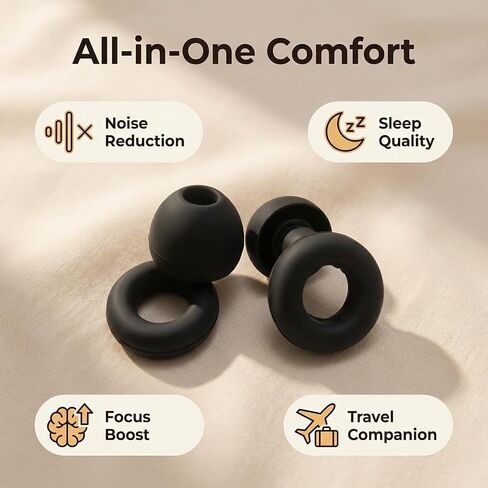 30dB Maximum Noise Cancelling earplugs, Suitable for Sleep and Concerts, Reusable Silicone earplugs, Suitable for Both Men and Women, Perfect for Work, Travel, and Study (Black) in Saudi Arabia