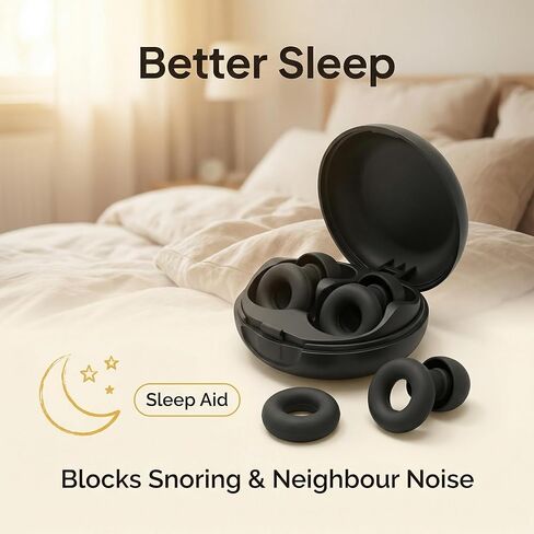 30dB Maximum Noise Cancelling earplugs, Suitable for Sleep and Concerts, Reusable Silicone earplugs, Suitable for Both Men and Women, Perfect for Work, Travel, and Study (Black) in Saudi Arabia