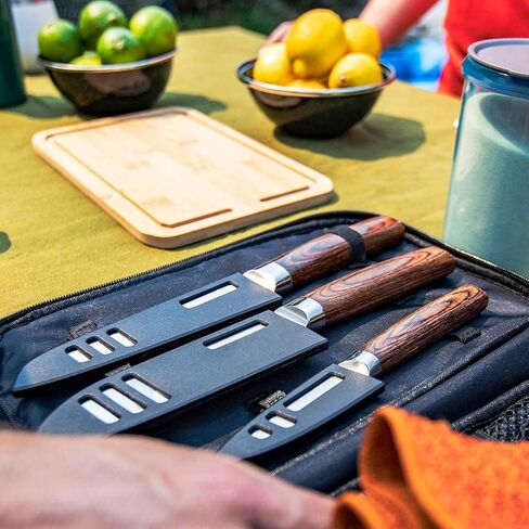 GSI Outdoors، مجموعة سكاكين التخييم Rakau Gourmet المكونة من 3 قطع مع شفرات من الفولاذ المقاوم للصدأ ومقابض خشبية مقاومة للماء، مثالية للطهي والمغامرات في الهواء الطلق in Kuwait