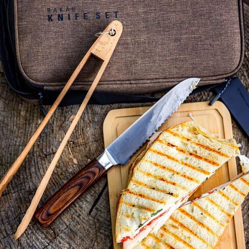 GSI Outdoors، مجموعة سكاكين التخييم Rakau Gourmet المكونة من 3 قطع مع شفرات من الفولاذ المقاوم للصدأ ومقابض خشبية مقاومة للماء، مثالية للطهي والمغامرات في الهواء الطلق in Kuwait