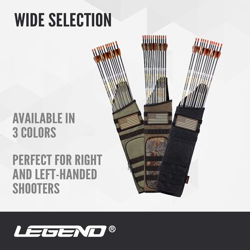 Legend Back Quiver - حامل سهم تكتيكي، نسيج بوليستر عالي الكثافة، بطانة إسفنجية إضافية للكتف - نظام MOLLE للرقع والحقائب - تخزين بسحاب لملحقات الرماية والصيد in Saudi Arabia