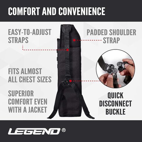 Legend Back Quiver - حامل سهم تكتيكي، نسيج بوليستر عالي الكثافة، بطانة إسفنجية إضافية للكتف - نظام MOLLE للرقع والحقائب - تخزين بسحاب لملحقات الرماية والصيد in Saudi Arabia