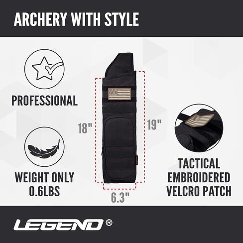 Legend Back Quiver - حامل سهم تكتيكي، نسيج بوليستر عالي الكثافة، بطانة إسفنجية إضافية للكتف - نظام MOLLE للرقع والحقائب - تخزين بسحاب لملحقات الرماية والصيد in Saudi Arabia