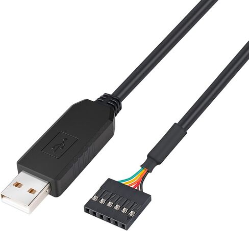 كابل محول DTECH USB إلى TTL Serial 5V مع شريحة FTDI FT232RL 6 دبوس 0.1 بوصة رأس مقبس أنثى UART IC Windows 11 10 8 7 Linux MAC OS (6 أقدام، أسود) in Kuwait